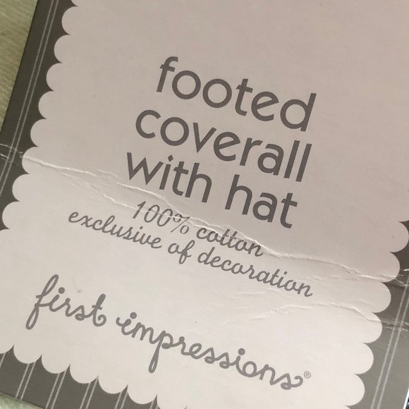 FIRST IMPRESSIONS Long sleeve footed romper light green & pink - Size 0-3 mo NWT - Picture 6 of 6